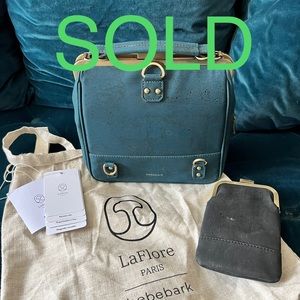 Laflore Paris Bebebark Teal Convertible Cork Purse Set NWT